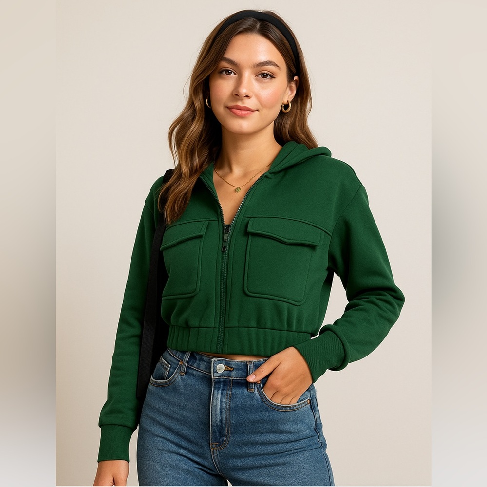 SHEIN Dark Green Women's Bomber Jacket